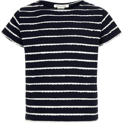 Girls navy stripe t-shirt